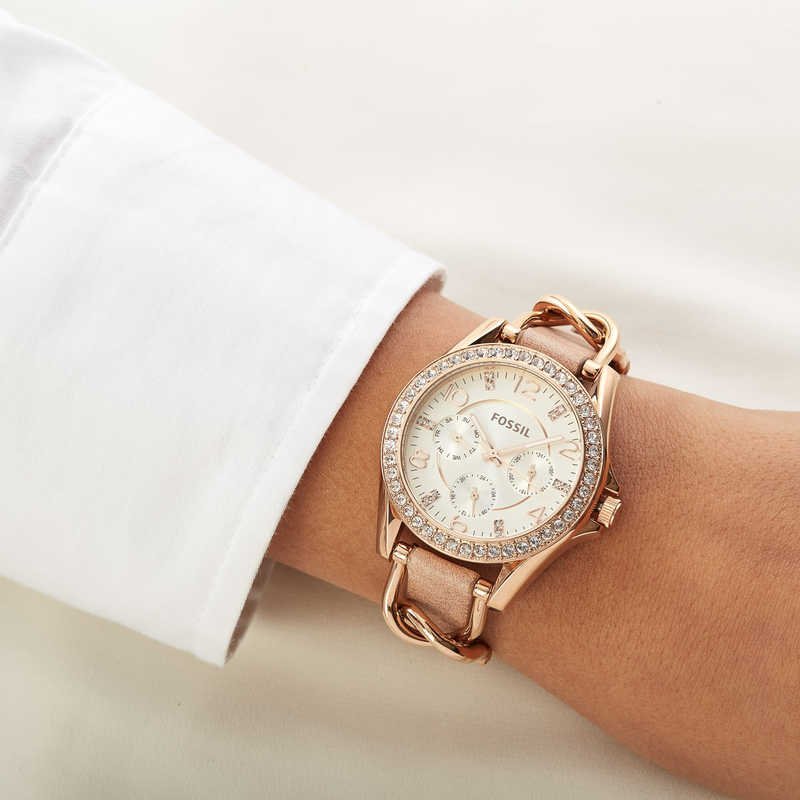 FOSSIL WOMEN'S RILEY STAINLESS STEEL CRYSTAL-ACCENTED MULTIFUNCTION QUARTZ WATCH