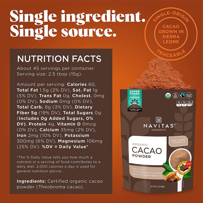 NAVITAS ORGANICS CACAO POWDER - 680 G