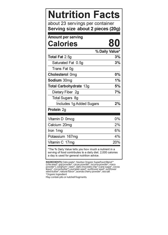 NAVITAS ORGANICS SUPERFOOD POWER SNACKS - 454 G