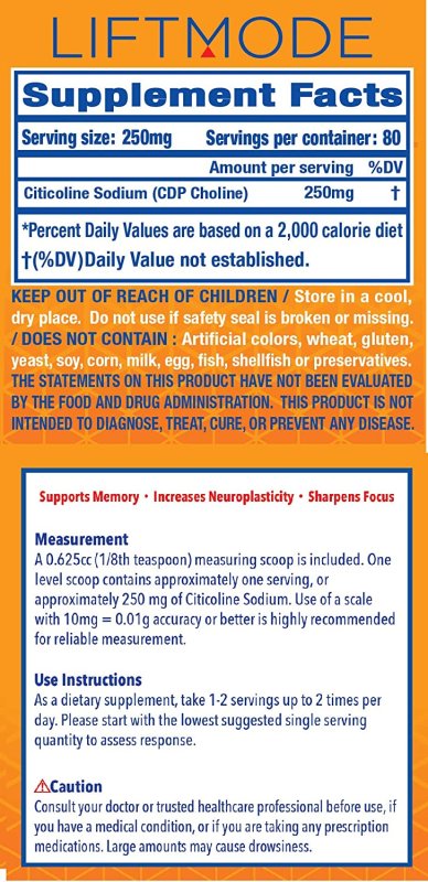LIFTMODE CITICOLINE POWDER - 20 G