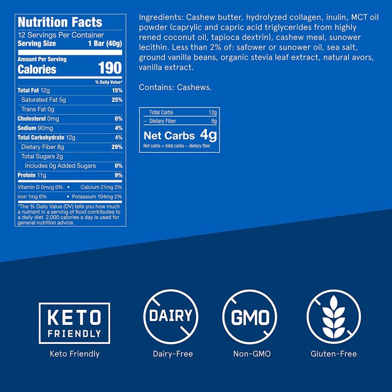 BULLETPROOF COLLAGEN PROTEIN BARS - 12 PACK