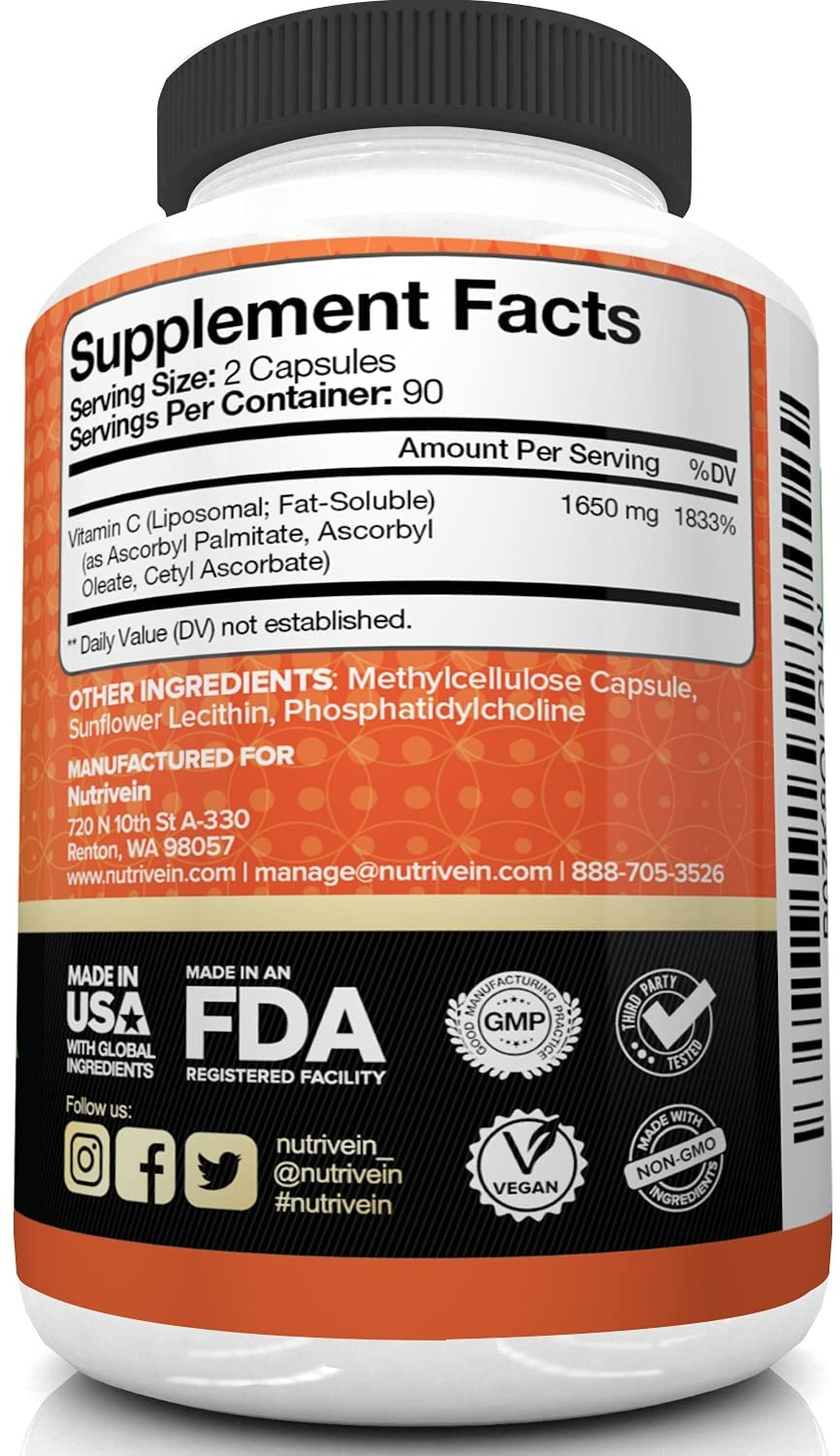 NUTRIVEIN LIPOSOMAL VITAMIN C - 180 CAPSULES