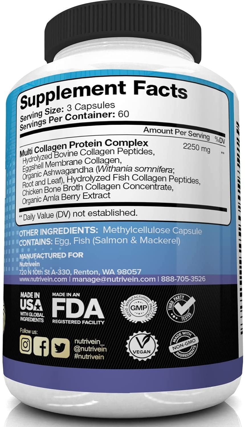NUTRIVEIN MULTI COLLAGEN PROTEIN - 180 CAPSULES