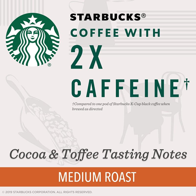 STARBUCKS  COFFEE PODS WITH 2 X CAFFEINE - 10 COUNT