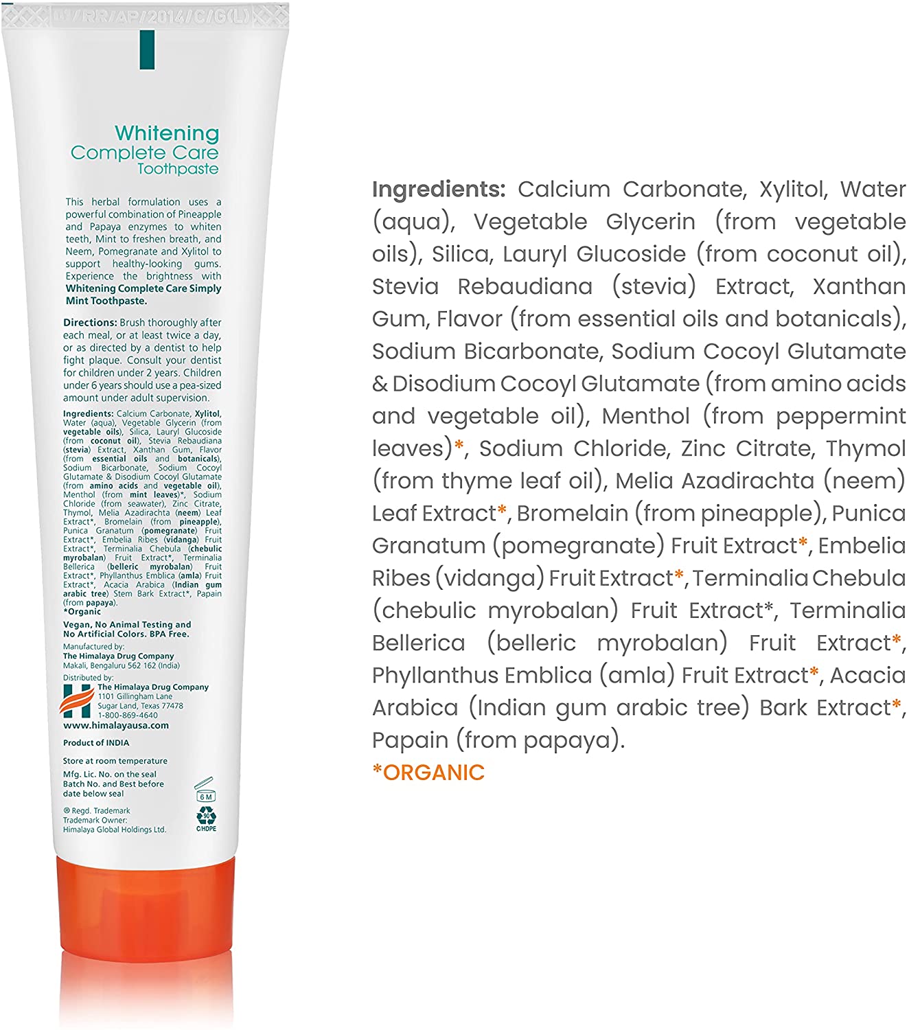 HIMALAYA BOTANIQUE COMPLETE CARE WHITENING TOOTHPASTE 4 PACK - 150 G