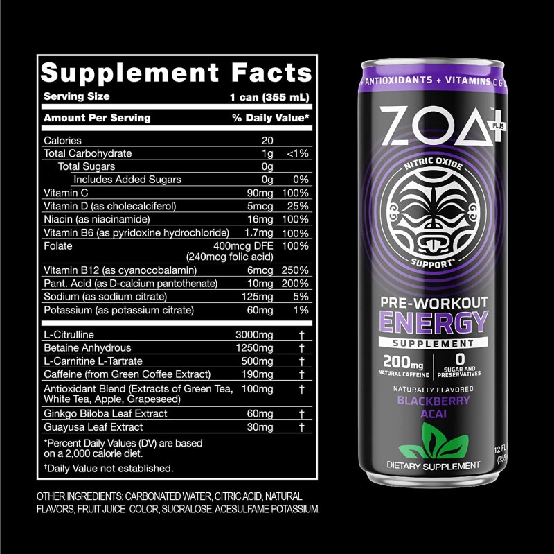 ZOA PRE WORKOUT ENERGY - 12 PACK