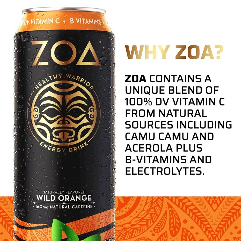 ZOA ENERGY DRINK WILD ORANGE - 12 PACK