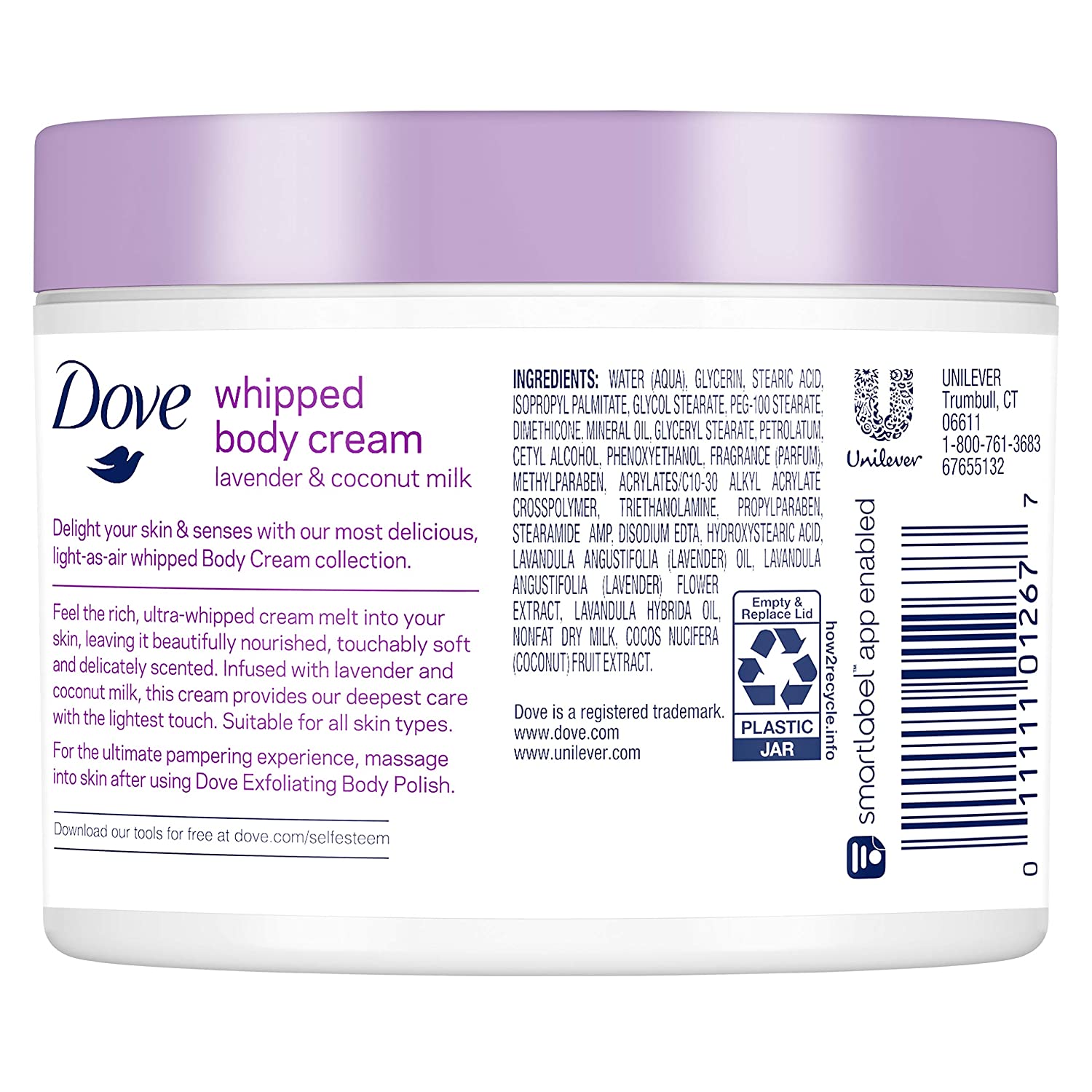DOVE WHIPPED LAVENDER AND COCONUT MILK BODY CREAM - 283 G