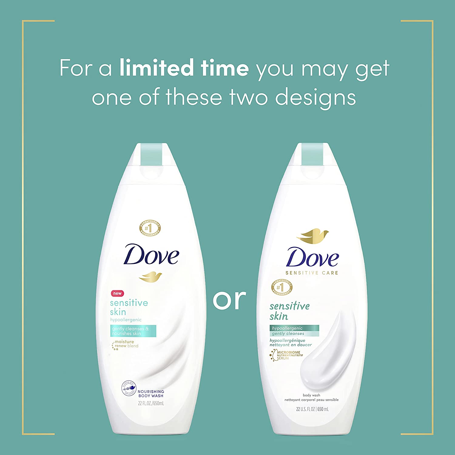 DOVE HYPOALLERGENIC BODY WASH 4 PACK - 650 ML