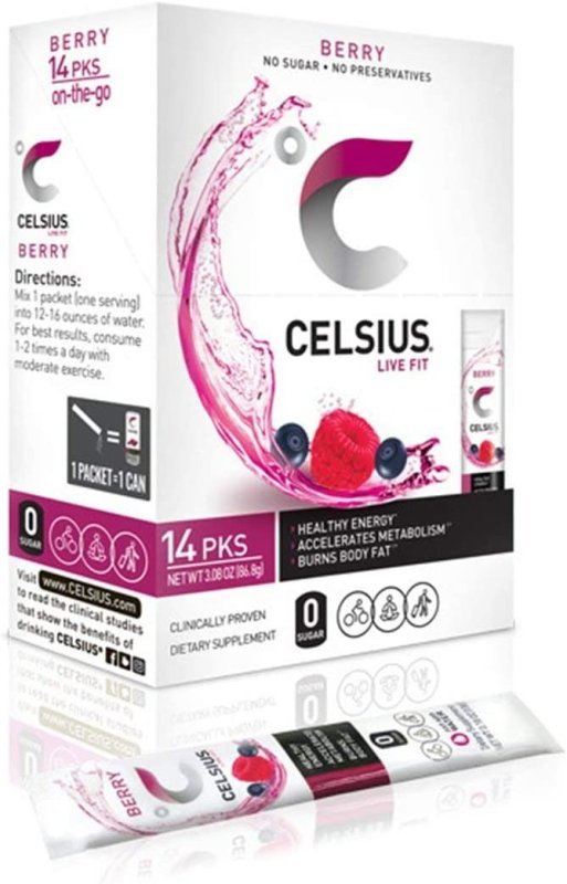 CELSIUS BERRY ON THE GO POWDER STICK - 14 PACKS