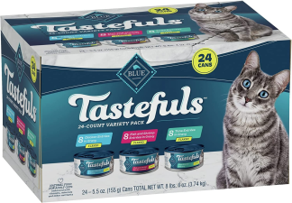 BLUE BUFFALO TASTEFULS NATURAL FLAKED WET CAT FOOD VARIETY PACK - 24 COUNT