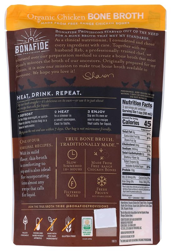 BONAFIDE PROVISIONS CHICKEN BONE BROTH - 24 FL OZ