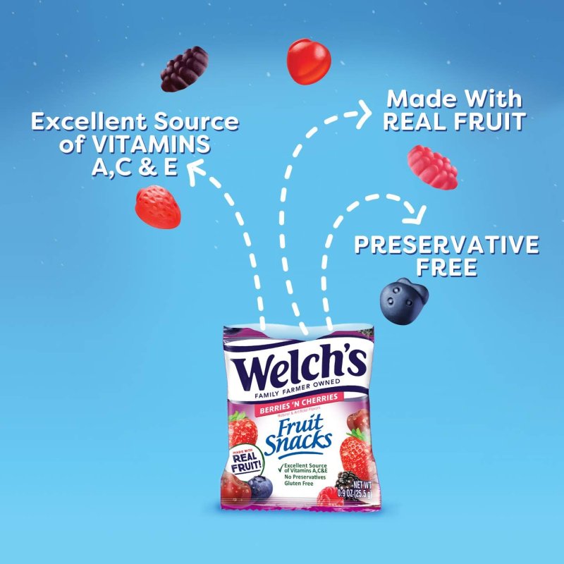 WELCH'S FRUIT SNACKS BERRIES 'N CHERRIES 0.9 OZ - 40 ADET