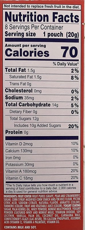 WELCHS FRUIT'N YOGURT STRAWBERRY FRUIT SNACKS - 8 ADET