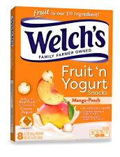 WELCHS FRUIT'N YOGURT MANGO AND PEACH FRUIT SNACKS - 8 ADET