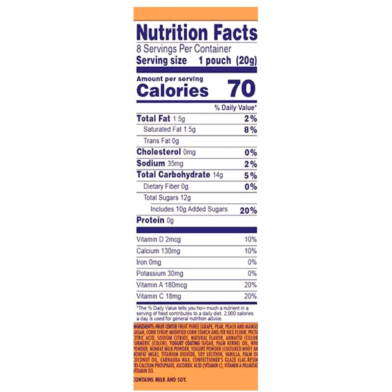 WELCHS FRUIT'N YOGURT MANGO AND PEACH FRUIT SNACKS - 8 ADET
