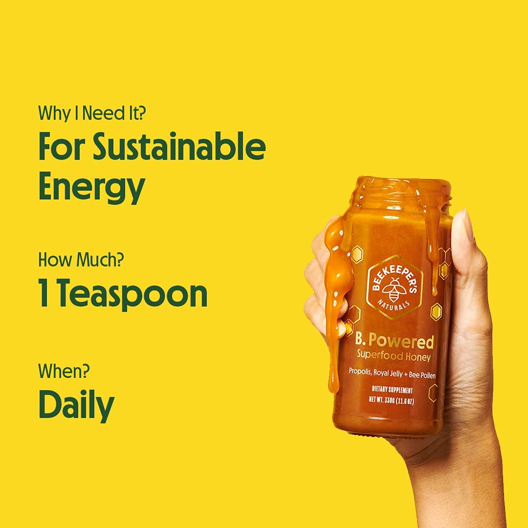 BEEKEEPER'S NATURALS B.POWERED SUPER FOOD HONEY - 11.6 OZ