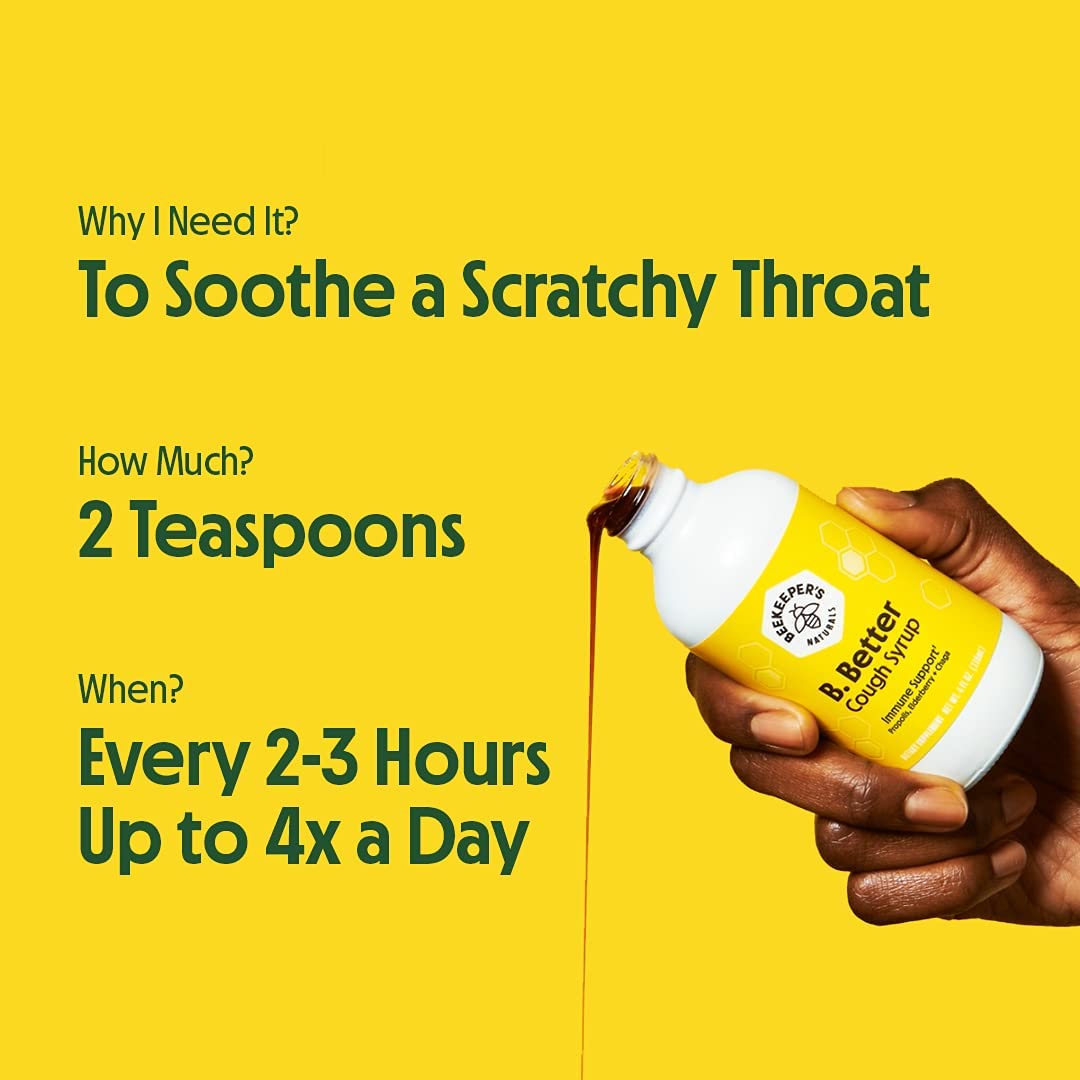 BEEKEEPER'S NATURALS B.BETTER COUGH SYRUP -4 OZ.