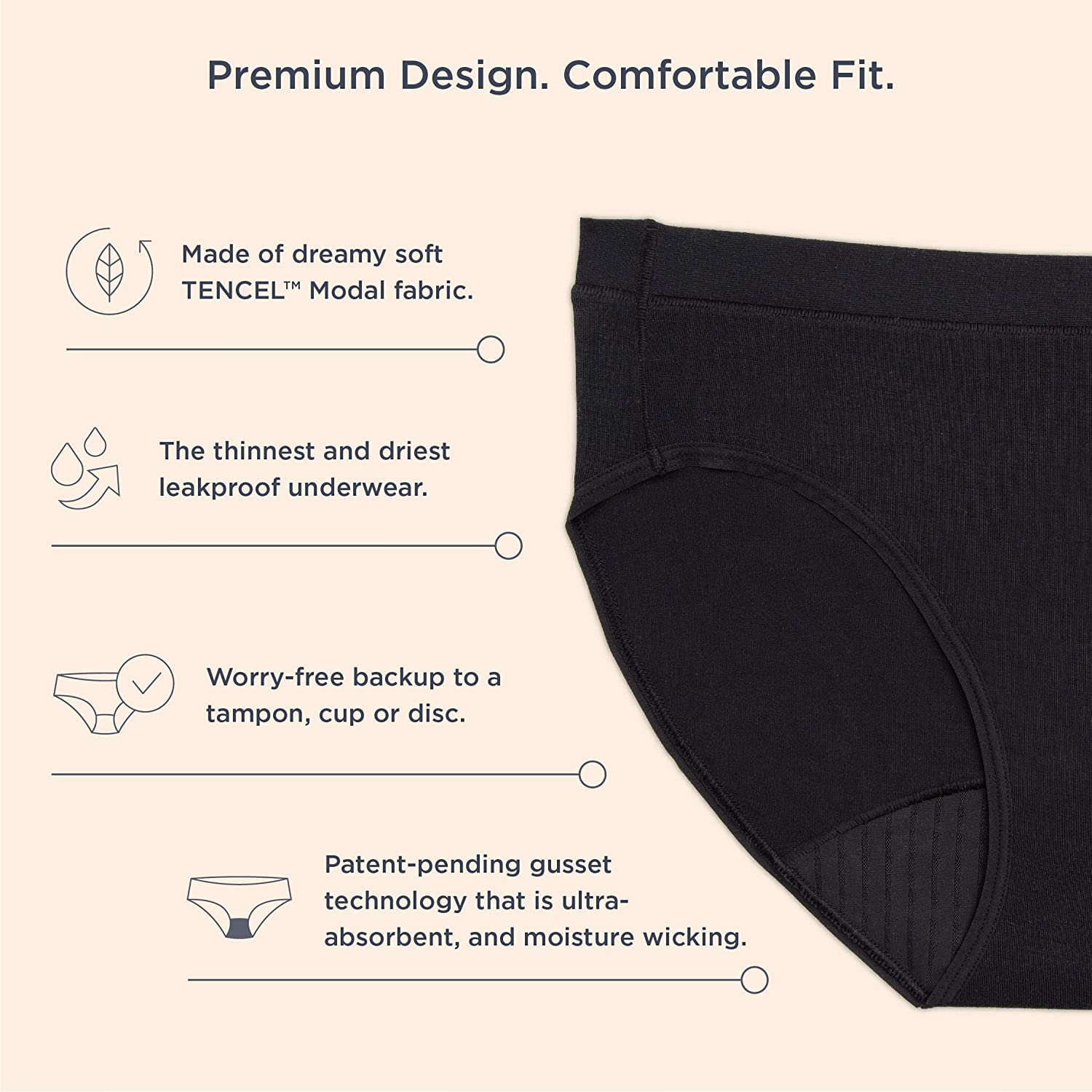 SAALT REUSABLE PERIOD UNDERWEAR COMFORT BRIEF - MEDIUM
