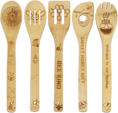 CHAOMIC BEE WOODEN SPOONS SET - 5 PCS