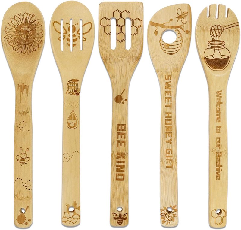 CHAOMIC BEE WOODEN SPOONS SET - 5 PCS