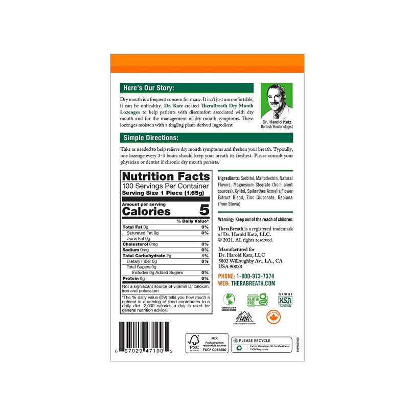THERABREATH DRY MOUTH LOZENGES - 200 ADET - 2 PAKET