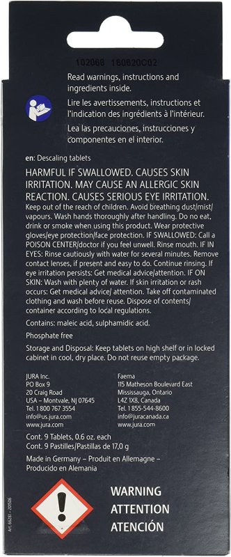 JURA 66281 DECALCIFYING/DESCALING TABLETS - 9  TABLET