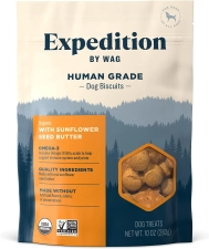 WAG EXPEDITION ORGANIC BISCUITS DOG TREATS - SUNFLOWER SEED BUTTER - 10 OZ
