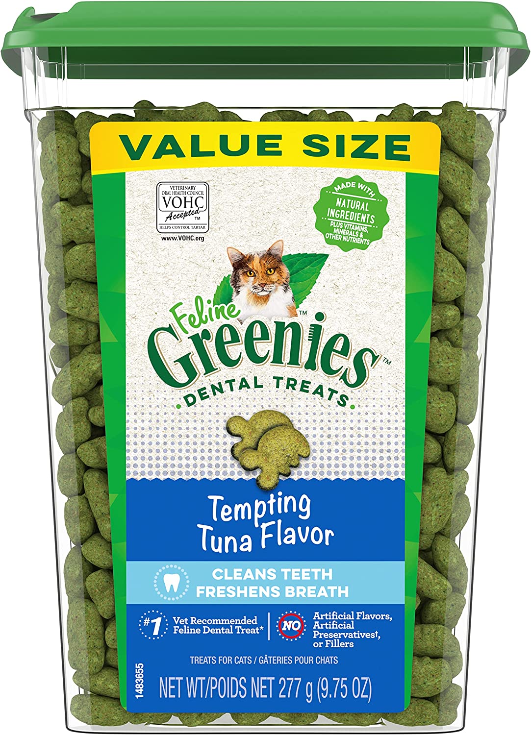 GREENIES FELINE NATURAL DENTAL CARE CAT TREATS - TUNA - 9.75  OZ