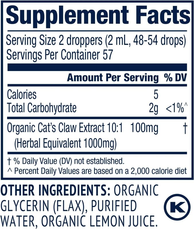 VIMERGY USDA ORGANIC CAT’S CLAW EXTRACT - 115 ML