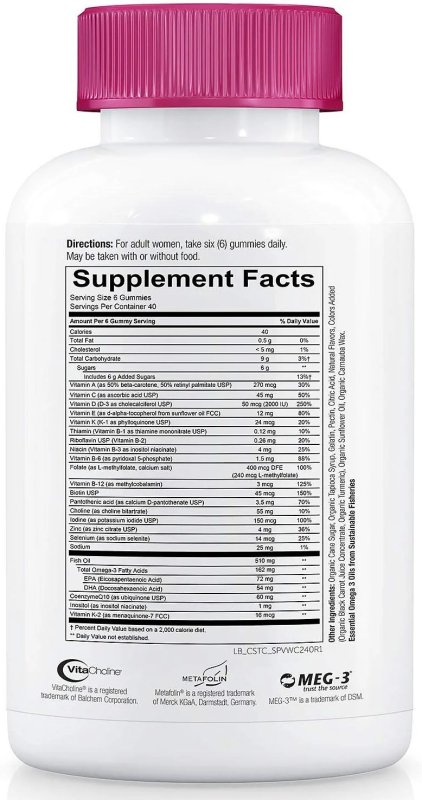 SMARTYPANTS WOMEN'S COMPLETE MULTIVITAMIN DIETARY SUPPLEMENT NETCOUNT - 240 ADET