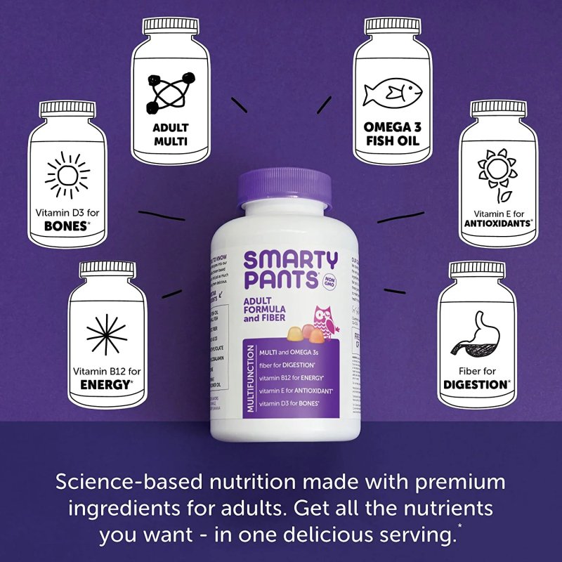 SMARTYPANTS DAILY GUMMY MULTIVITAMIN ADULT WITH FIBER - 180 ADET