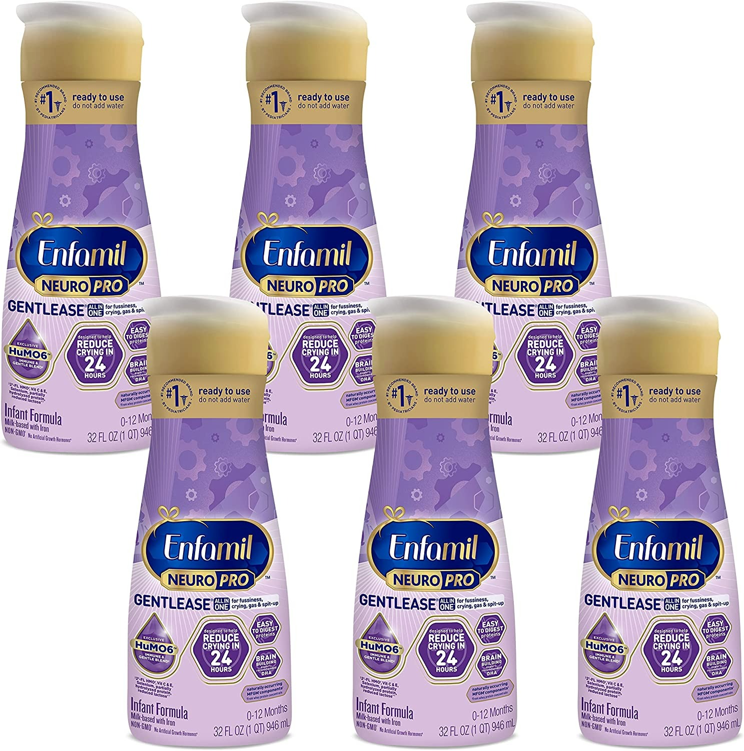 ENFAMIL NEUROPRO GENTLEASE READY TO USE BABY FORMULA - 32 FL OZ - 6'LI PAKET