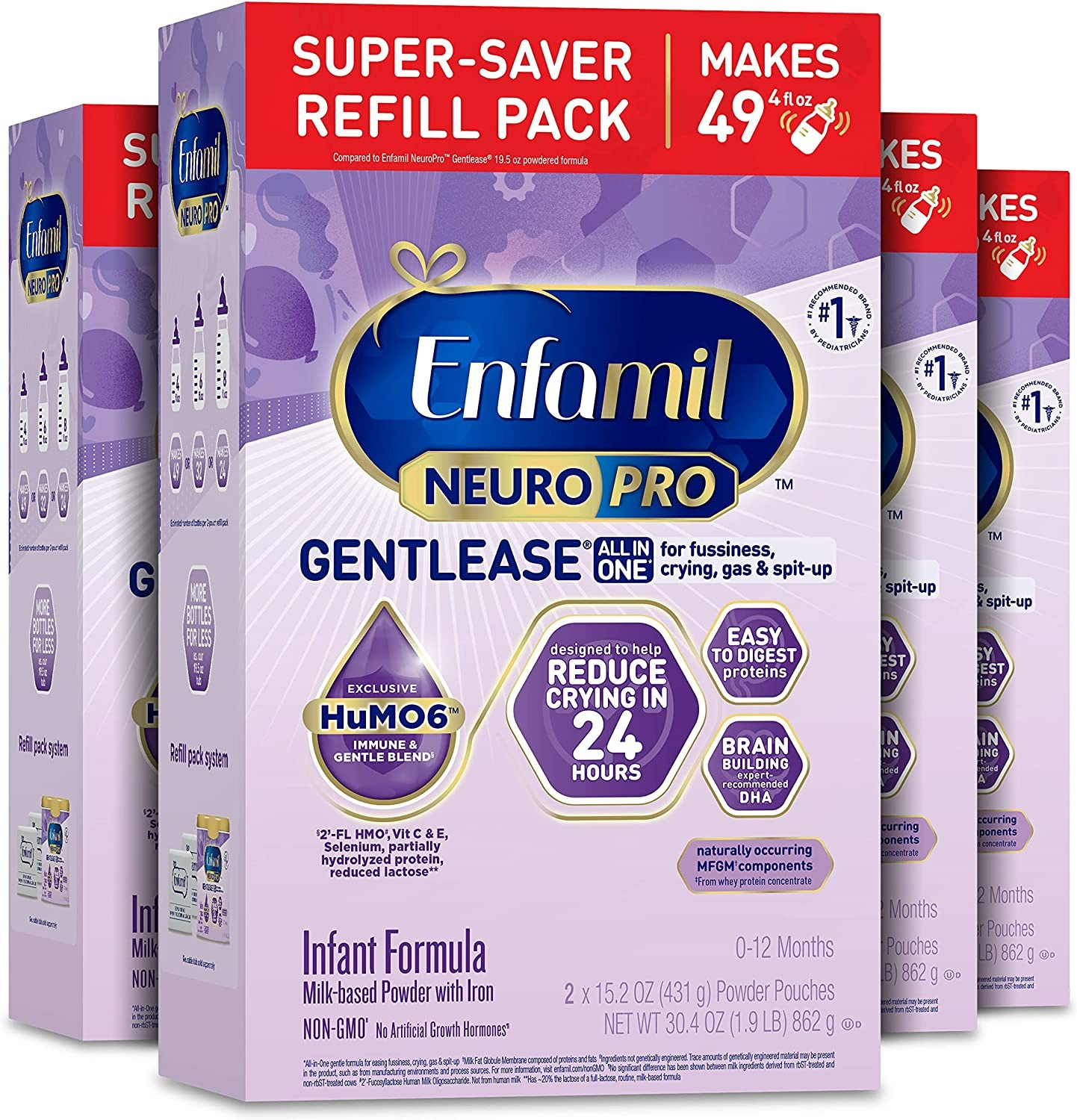 ENFAMIL NEUROPRO GENTLEASE BABY FORMULA - 30.4 OZ - 4'LU PAKET
