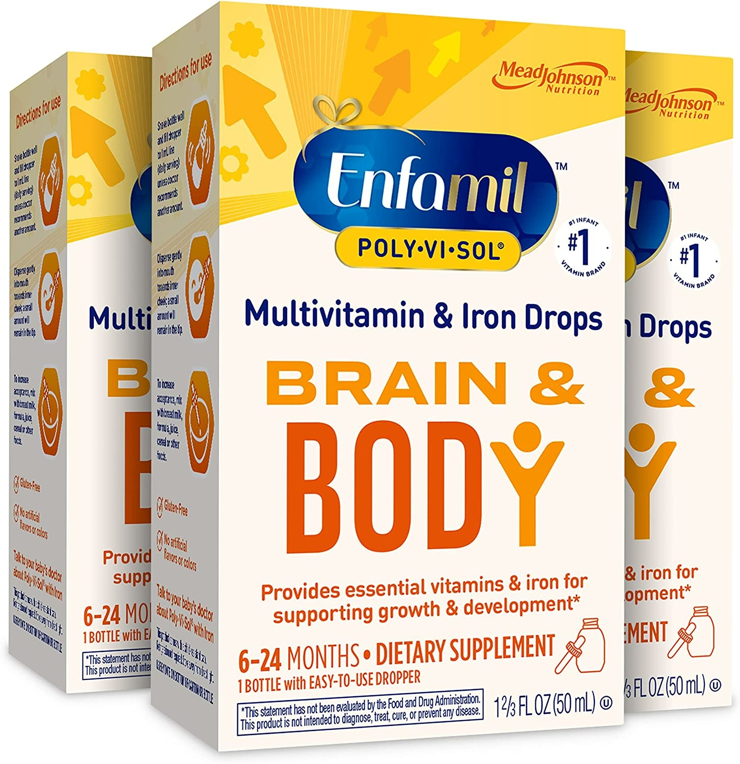 ENFAMIL BABY VITAMIN POLY-VI-SOL WITH IRON MULTIVITAMIN SUPPLEMENT DROPS - 50 ML - 3'LU PAKET