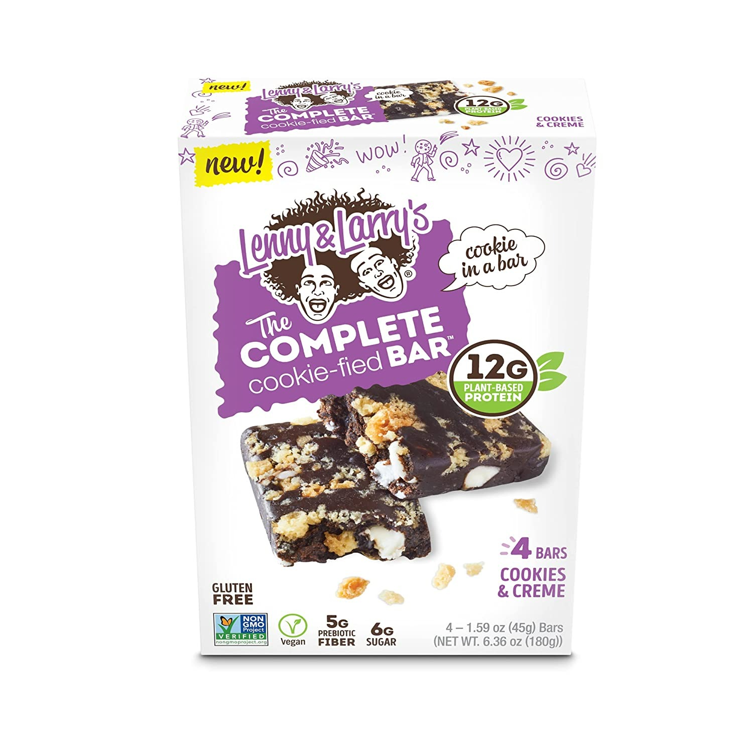 LENNY & LARRY'S THE COMPLETE COOKIE-FIED BAR - COOKIES & CREME PLANT-BASED PROTEIN BAR - 9 ADET