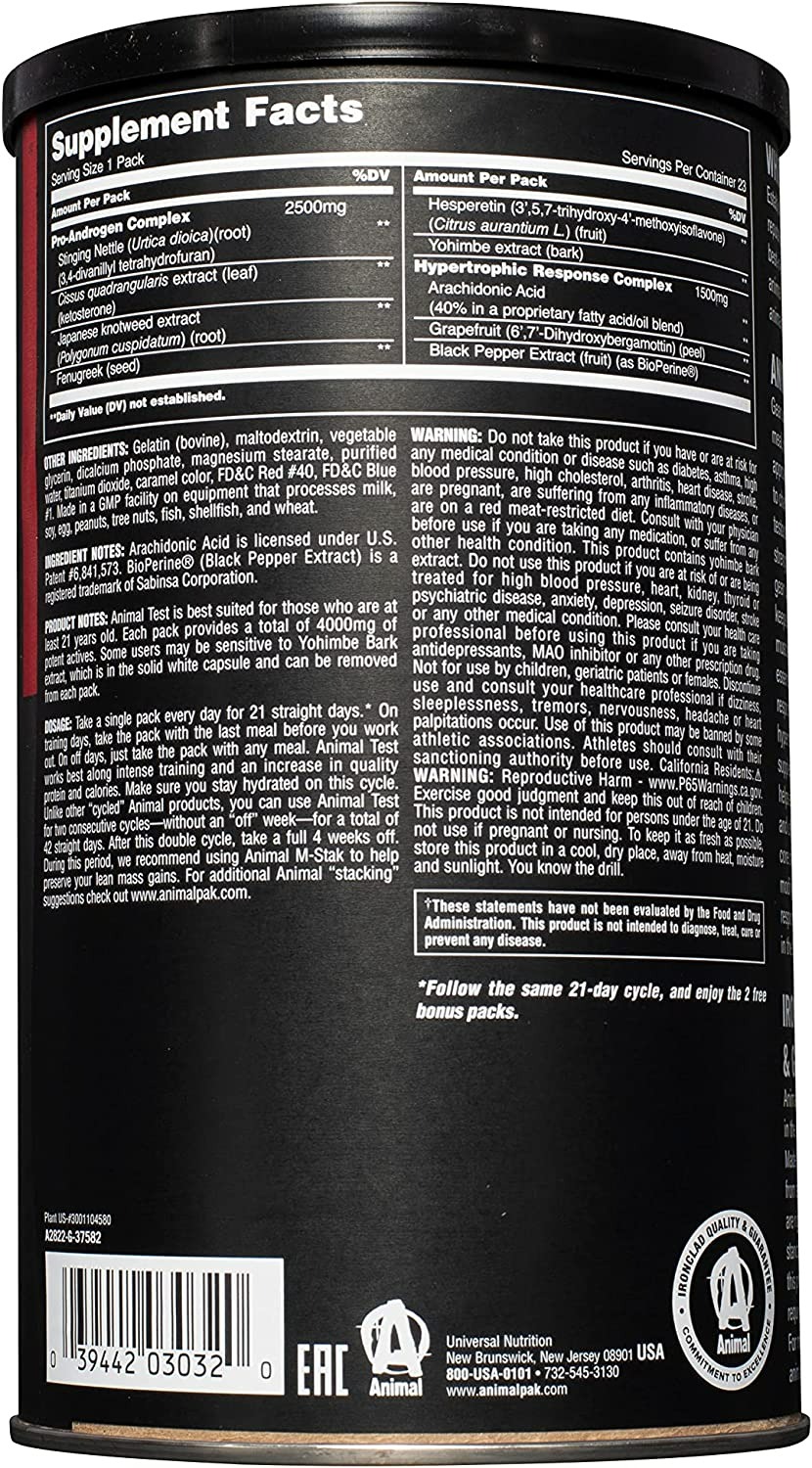 ANIMAL TEST – TESTOSTERONE BOOSTER FOR MEN – 21 GUNLUK