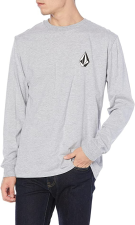 VOLCOM MEN'S ICONIC DEADLY STONES LONG SLEEVE T-SHIRT - GRI