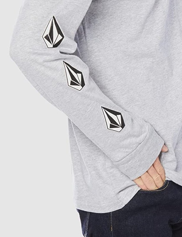 VOLCOM MEN'S ICONIC DEADLY STONES LONG SLEEVE T-SHIRT - GRI