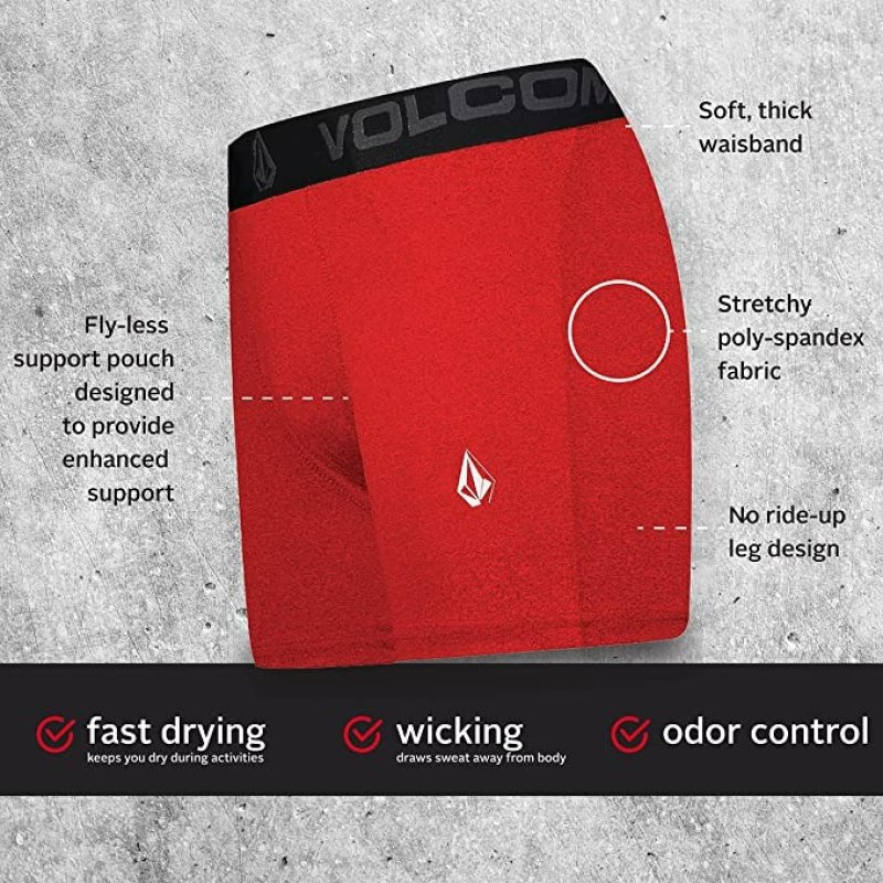 VOLCOM MENS BOXER BRIEFS POLY SPANDEX BOXER BRIEFS UNDERWEAR - 4 ADET - LARGE