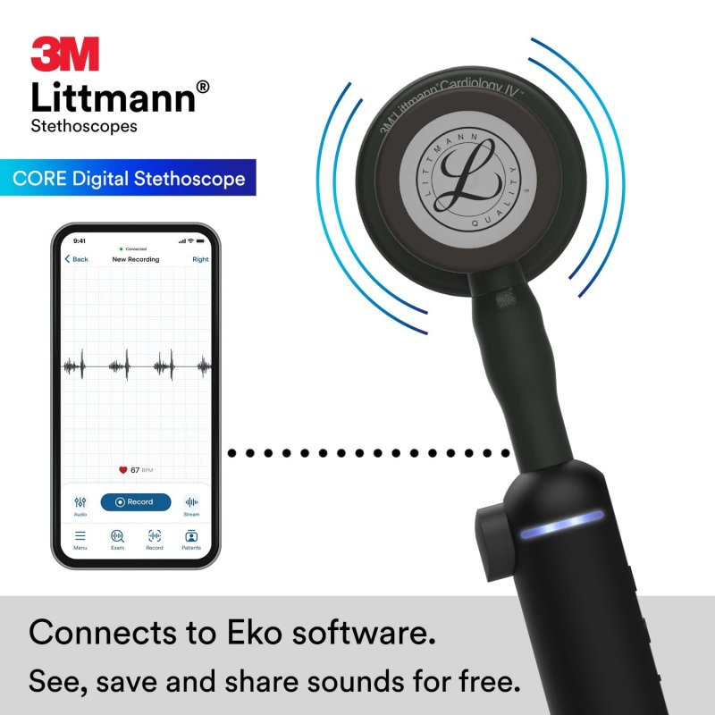 3M LITTMANN CORE DIGITAL STETHOSCOPE - BLACK CHESTPIECE - 27 INC