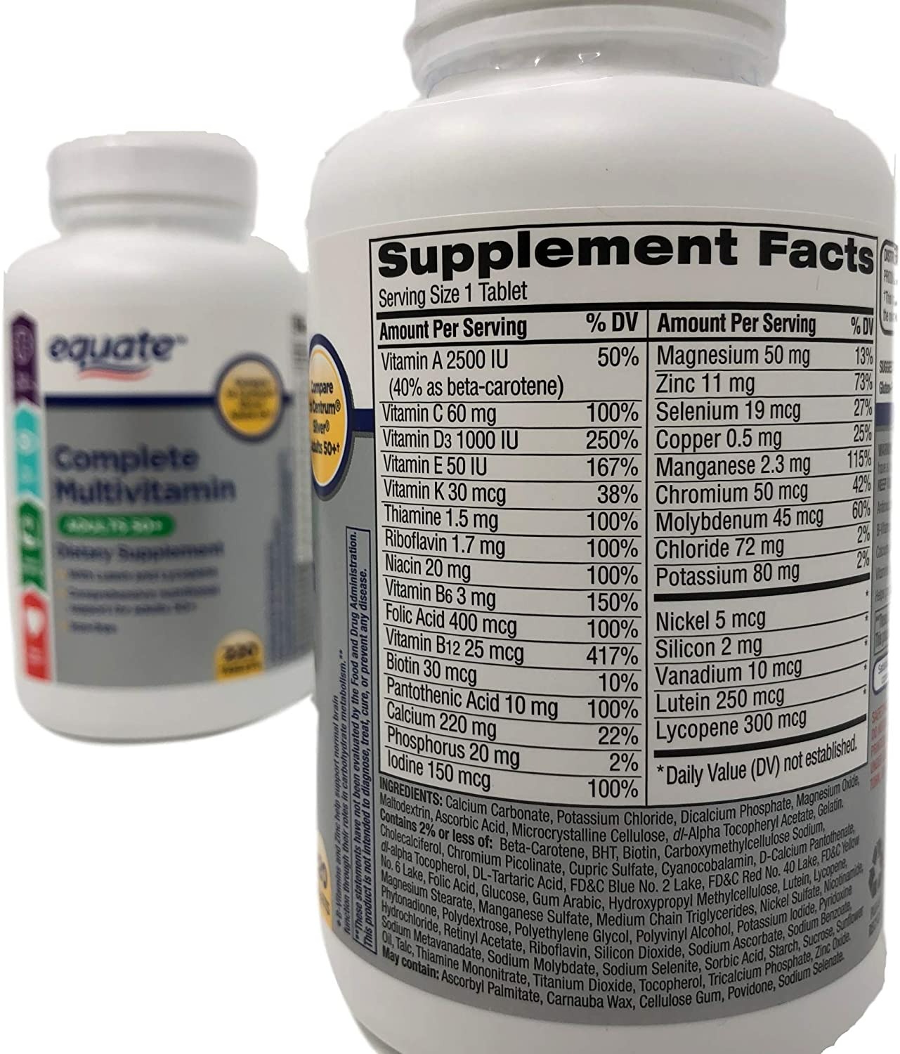 EQUATE MATURE ADULT 50+ ONE DAILY COMPLETE MULTIVITAMIN - 220 ADET