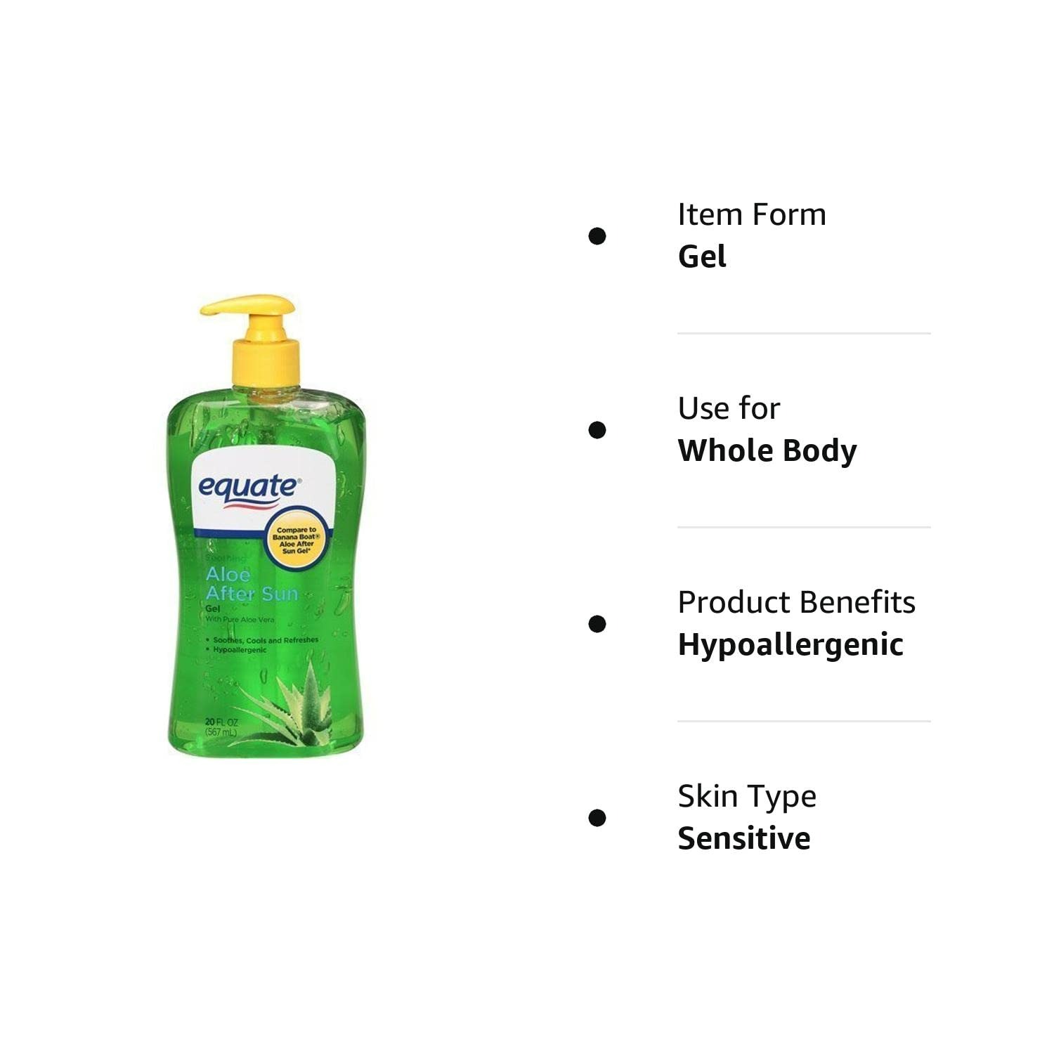 EQUATE ALOE VERA AFTERSUN GEL - 20 OZ