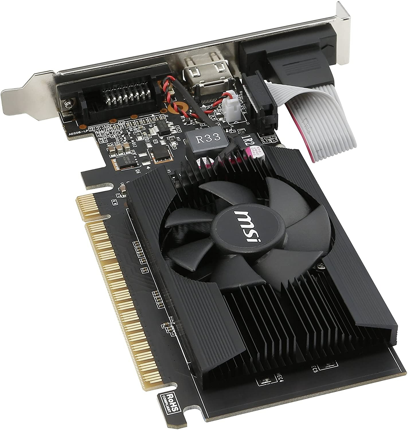 MSI GAMING GEFORCE GT 710 2GB GDRR3 64-BIT HDCP SUPPORT DIRECTX 12 OPENGL 4.5 HEAT SINK LOW PROFILE GRAPHICS CARD