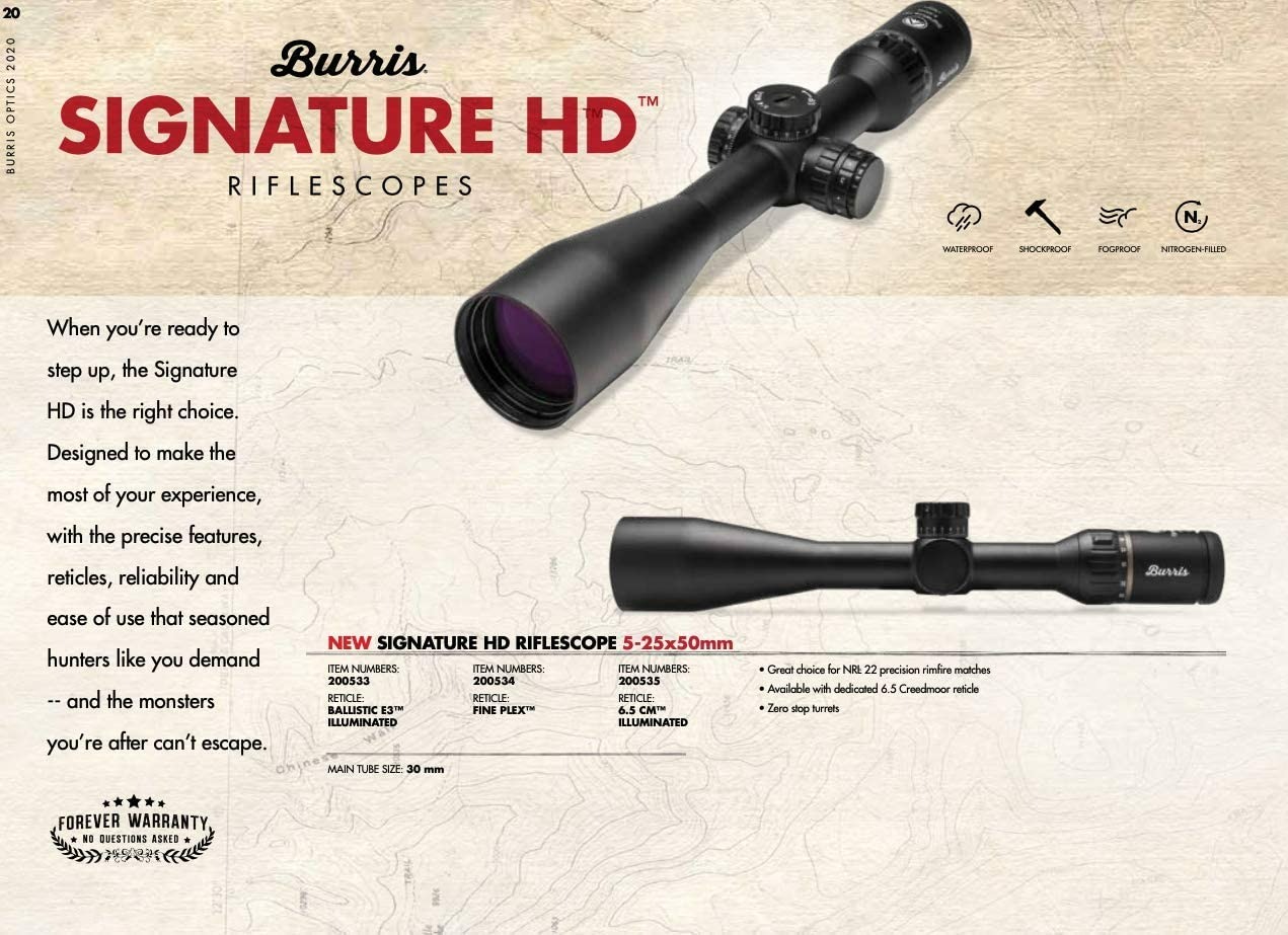 BURRIS SIGNATURE HD HUNTING SCOPE WITH PREMIUM MULTI-COATED GLASS