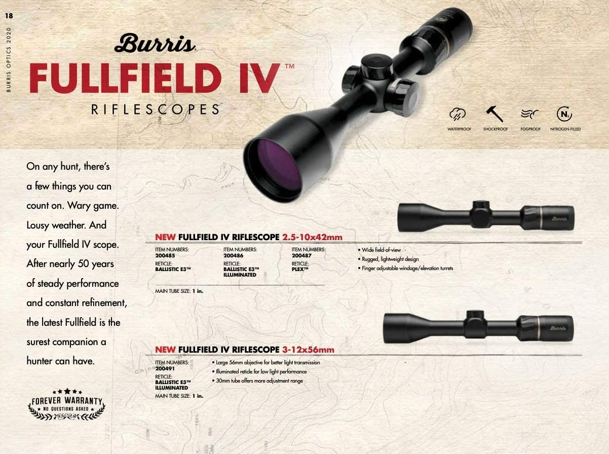 BURRIS FULLFIELD IV 3 HUNTING SCOPE - 12X42 MM
