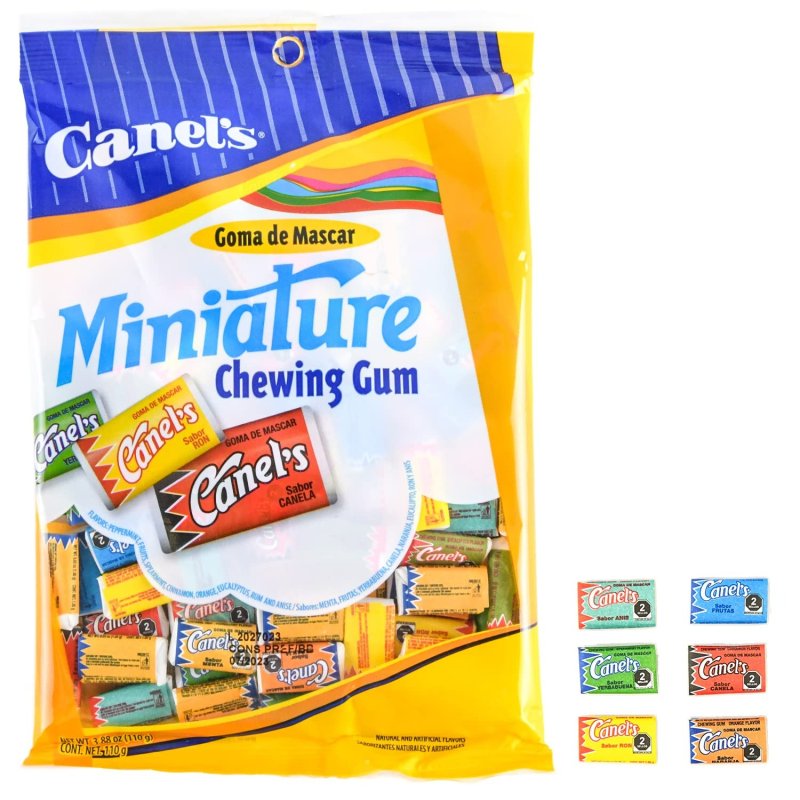 CANEL'S MINIATURE GOMA DE MASCAR ASSORTED FLAVOR MEXICAN CHEWING GUM 3.8 OZ - 2 PAKET