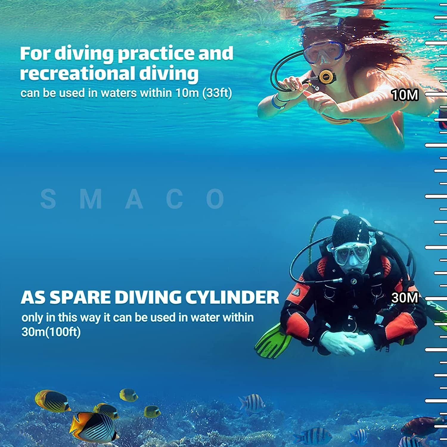 SMACO MINI SCUBA TANK 1.9L SCUBA DIVING TANK KIT