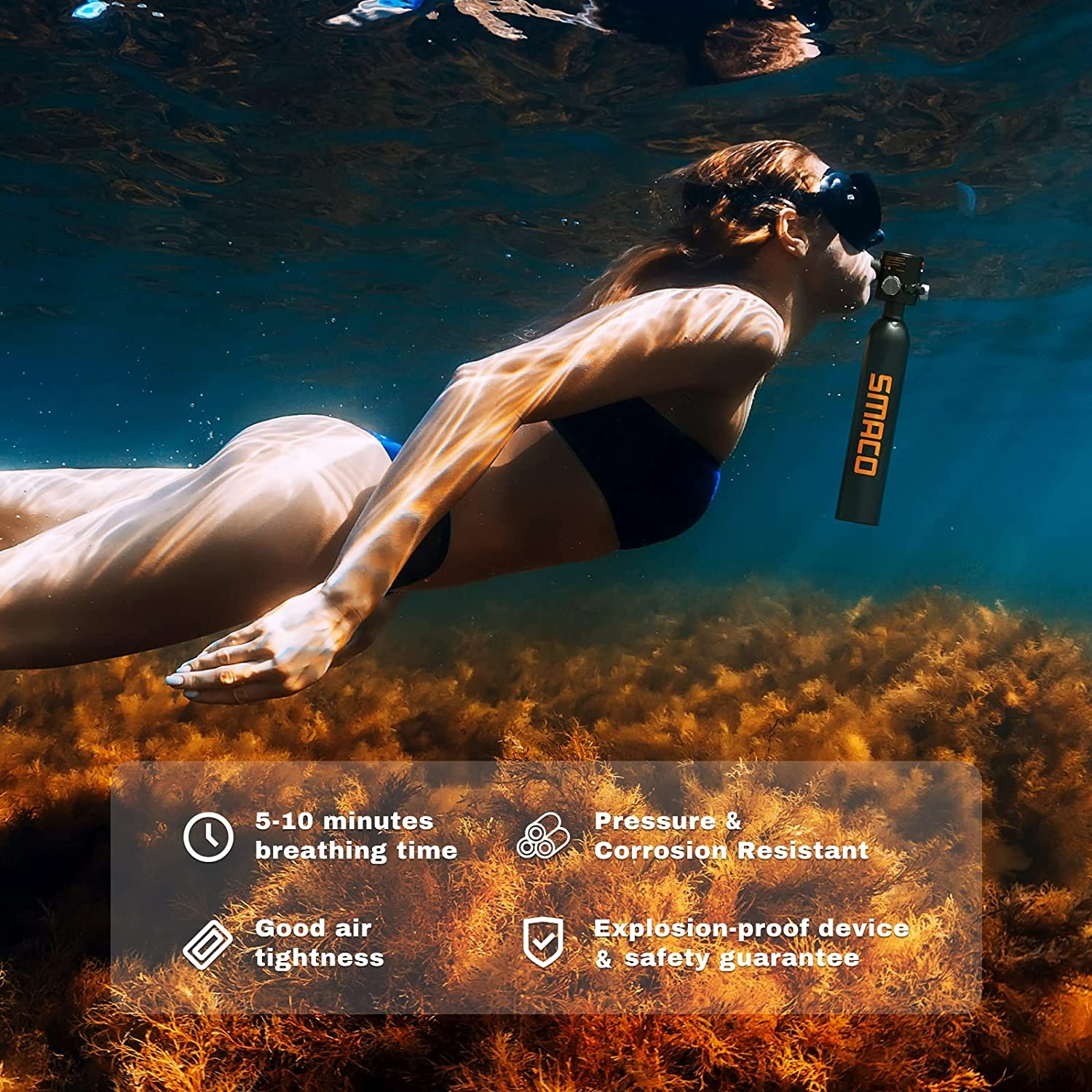 SMACO S300 PLUS MINI SCUBA TANK 0.5L PORTABLE MINI DIVING TANK