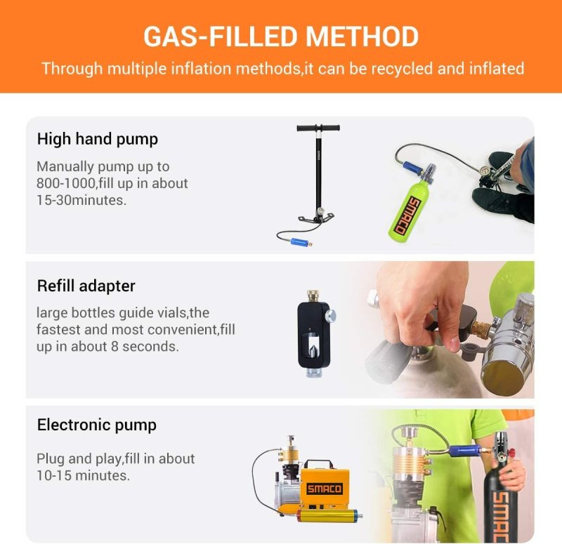 SMACO MINI SCUBA TANK DIVING GEAR FOR DIVER 0.5L SCUBA DIVING TANK OXYGEN CYLINDER